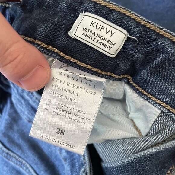 KanCan 28 Distressed Split Frayed Hem Signature Kurvy Ultra High Rise Ankle Jean - Picture 12 of 13